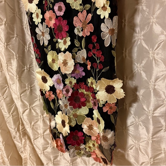 Lulu's Black Thriving Energy Black 3D Floral Embroidered Lace-Up Midi Dress - Picture 11 of 16